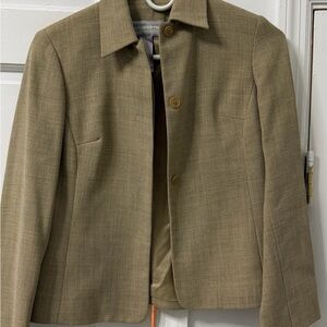 Liz Claiborne Wool Tan Blazer with Classic Buttons